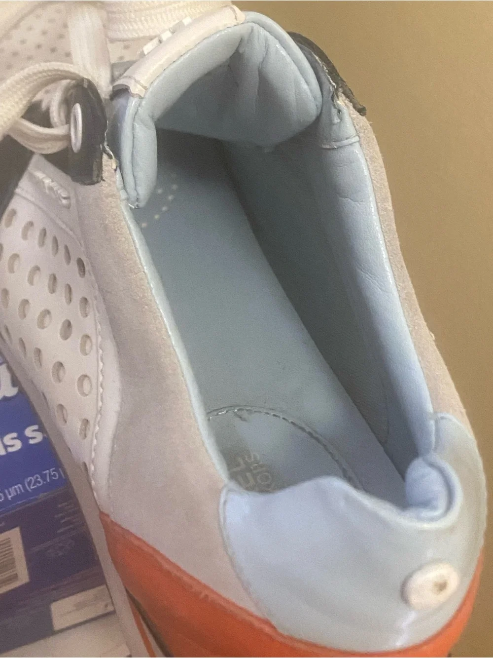 Michael Kors White, Navy & Orange Men’s Perforated Leather Sneaker